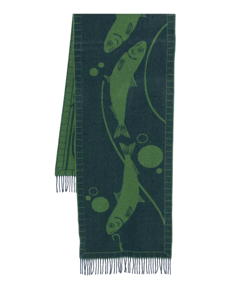 Henrik Vibskov Schal mit Fisch-Print - Blau Blau