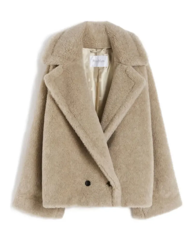 Max Mara double-breasted teddy coat - Nude Nude