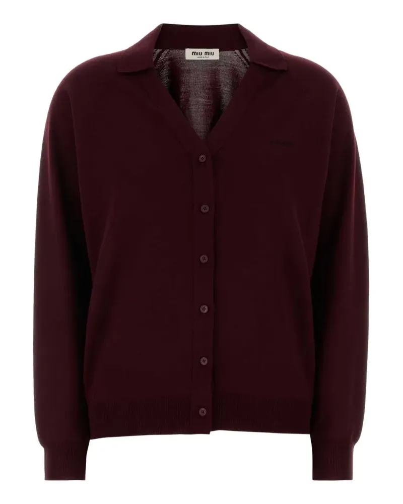Miu Miu logo-embroidered collared cardigan - Braun Braun
