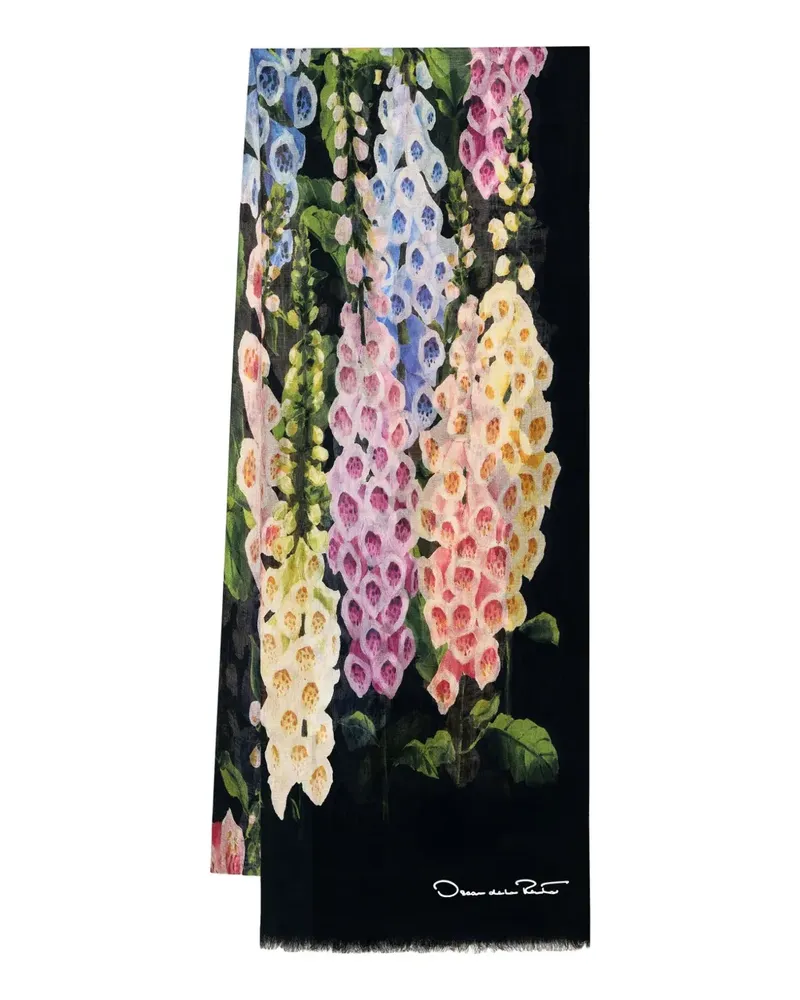 Oscar de la Renta Schal mit Blumenmotiv - Schwarz Schwarz