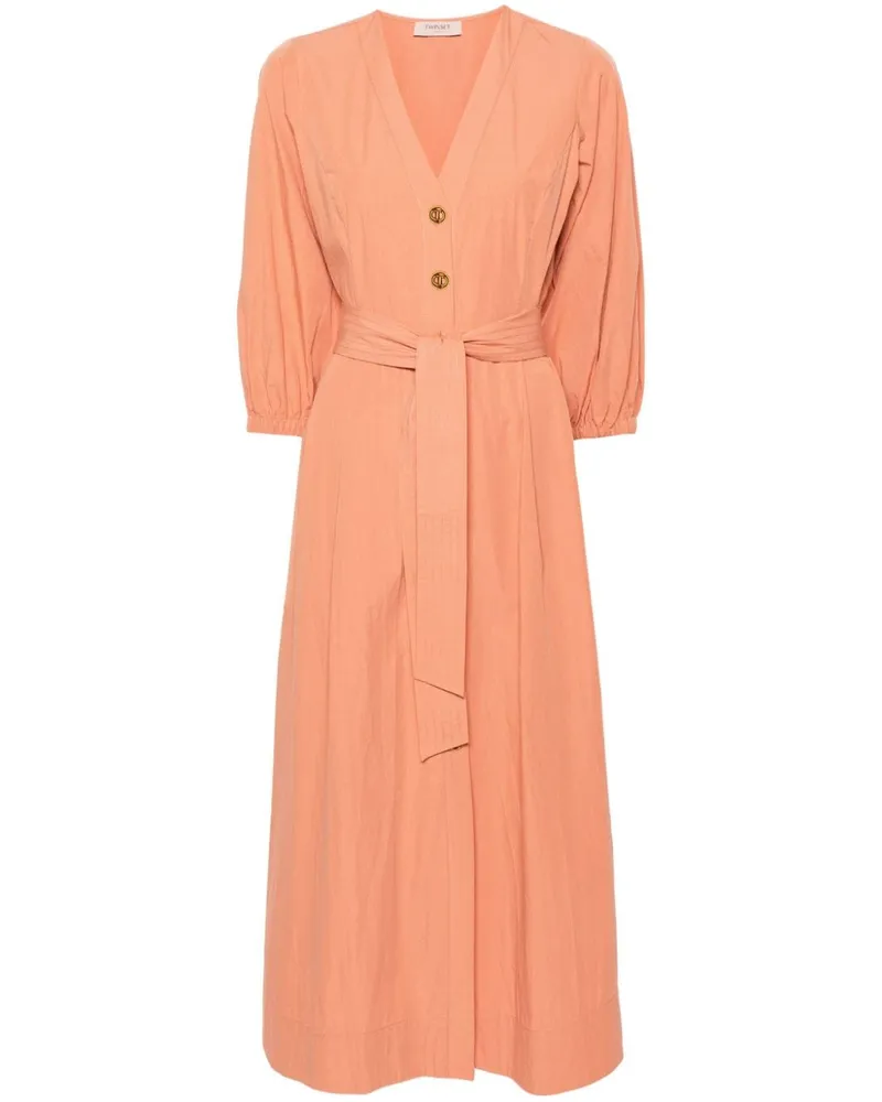 Twin-Set Ausgestelltes Midikleid mit Gürtel - Orange Orange