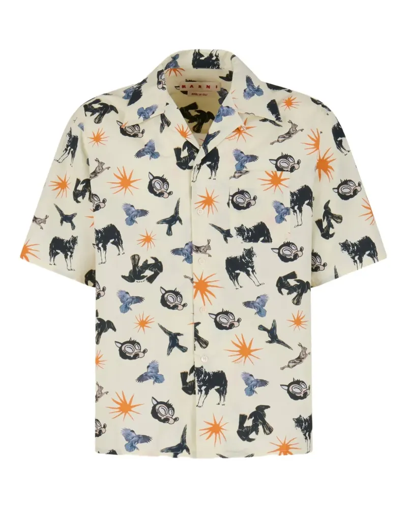 Marni Hemd mit grafischem Print - Weiß Weiß