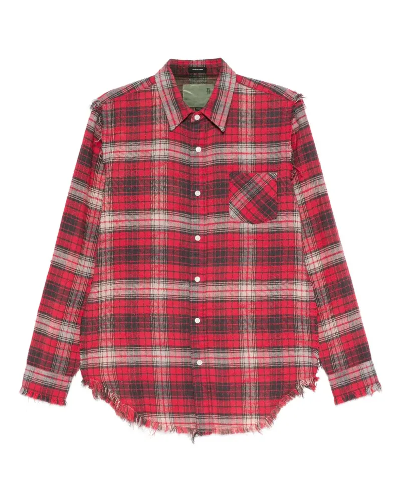 R13 frayed check-pattern shirt - Rot Rot