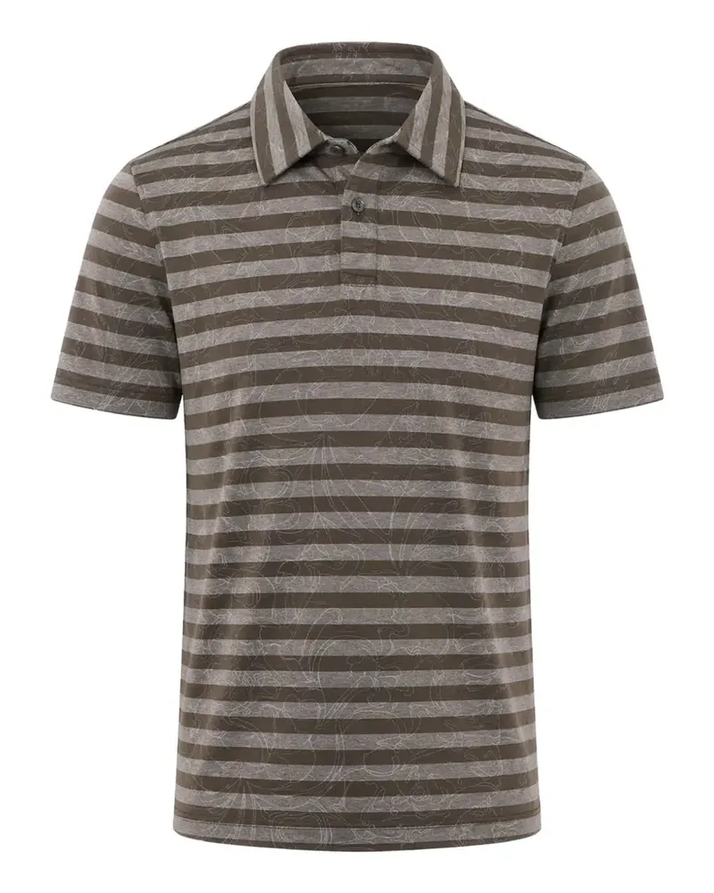 Byblos floral-pattern stripe-print polo shirt - Braun Braun