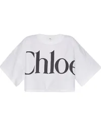 Chloé Cropped-Oberteil mit Logo-Print Weiß