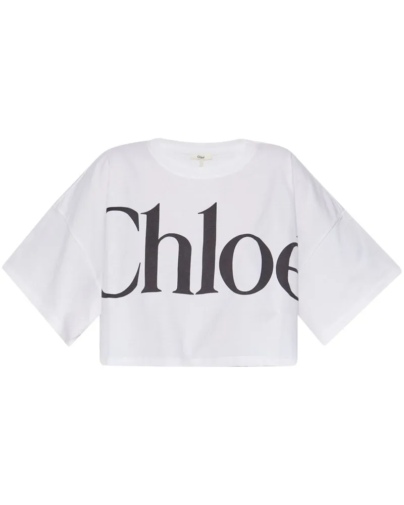 Chloé Cropped-Oberteil mit Logo-Print - Weiß Weiß