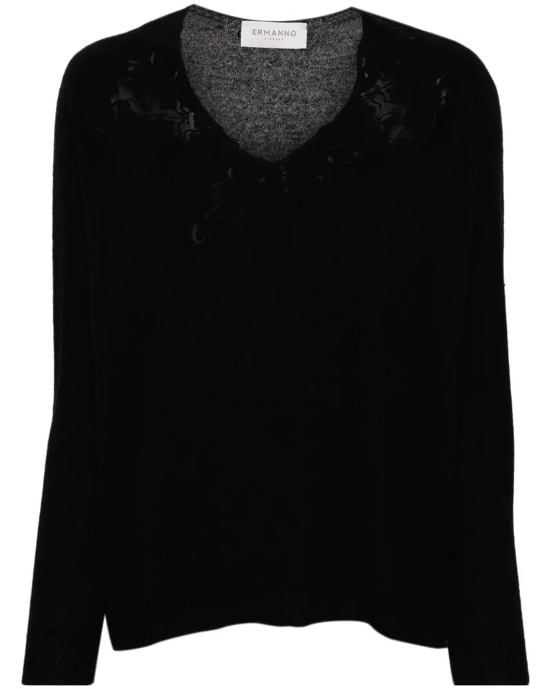 Ermanno Scervino Pullover mit Guipure-Spitze Schwarz