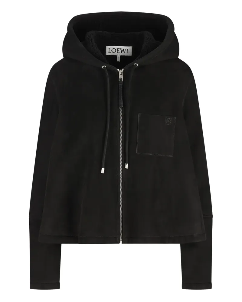 Loewe Shearling-Jacke mit Kapuze - Schwarz Schwarz