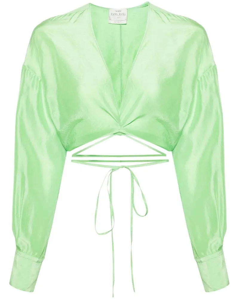 forte_forte Cropped-Bluse aus Seide - Grün Grün