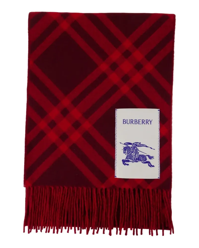 Burberry Karierter Schal mit Fransen - Rot Rot