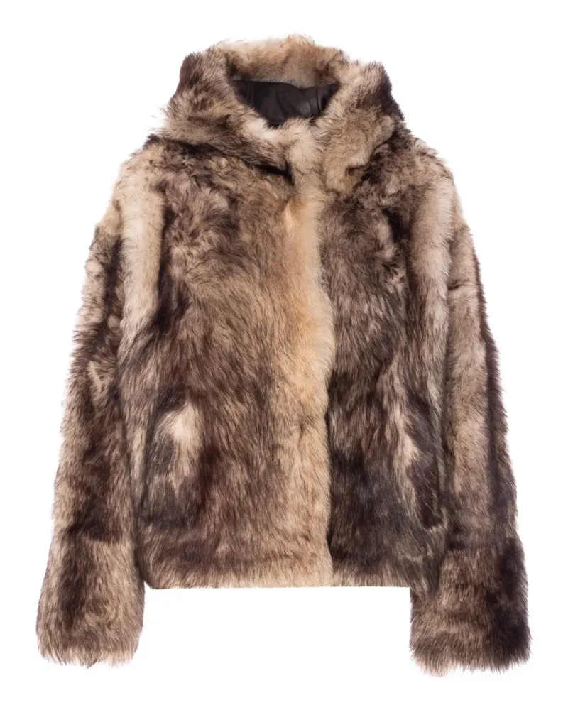 Yves Salomon Kapuzenjacke mit Knopfverschluss - Braun Braun