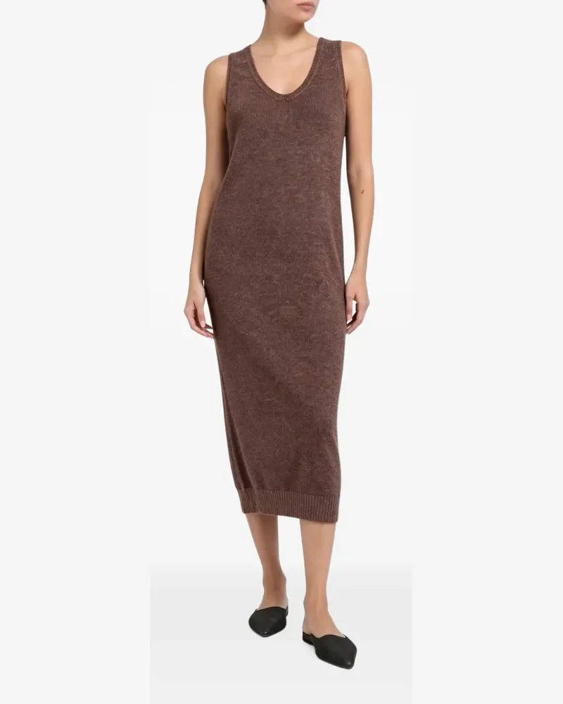 Brunello Cucinelli Kleid mit V-Ausschnitt - Braun Braun