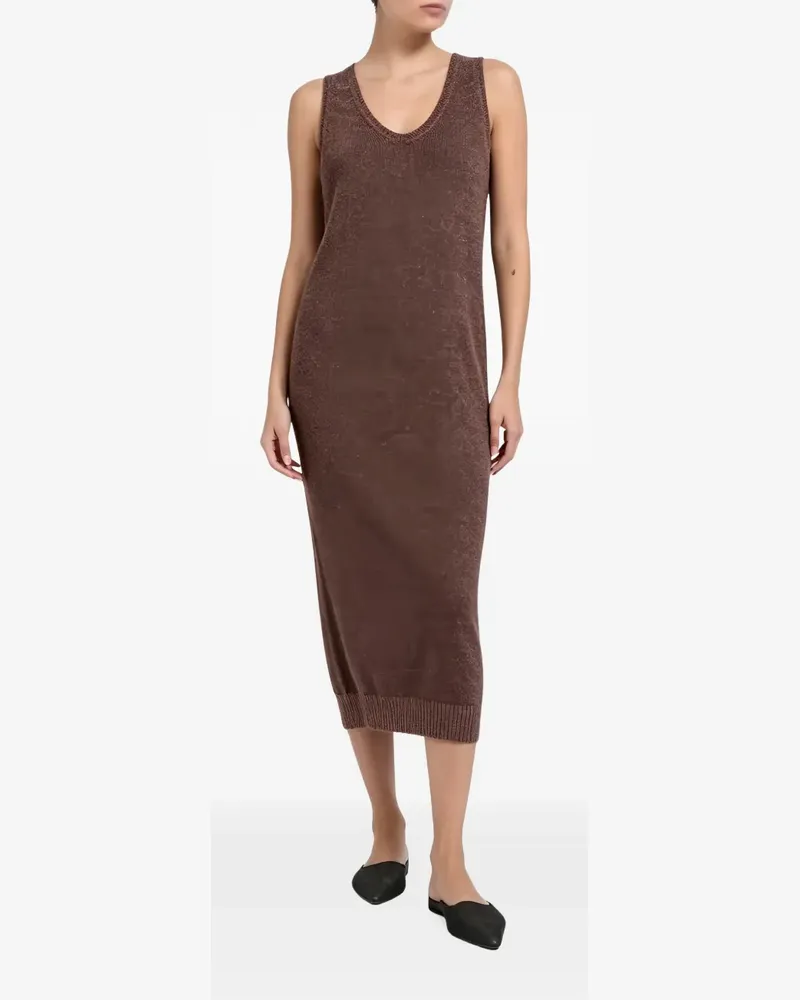 Brunello Cucinelli sleeveless V-neck midi dress - Braun Braun