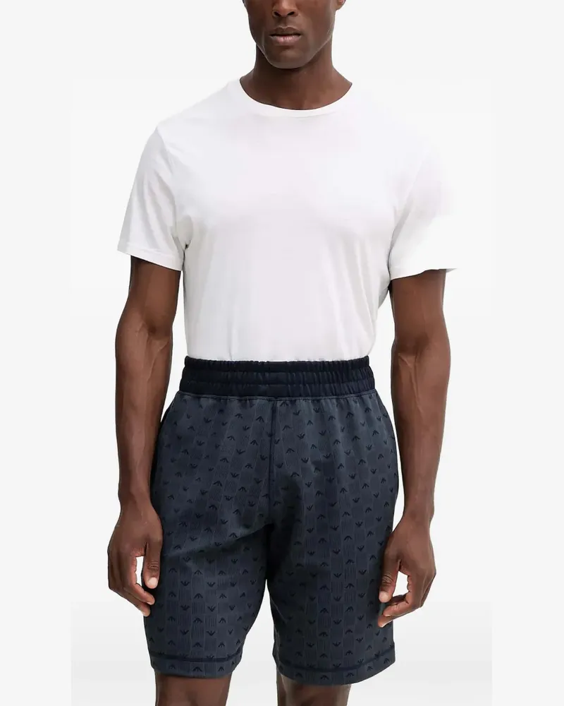 Emporio Armani Pyjama-Shorts mit Logo-Print - Blau Blau