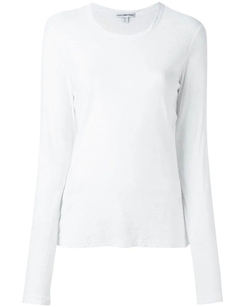 James Perse Langarmshirt mit Rundhalsausschnitt - Weiß Weiß