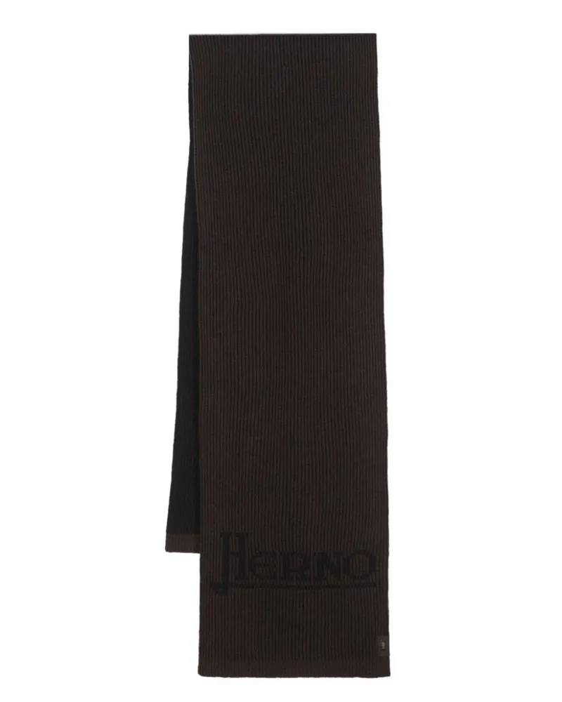 Herno Intarsien-Schal mit Logo - Braun Braun