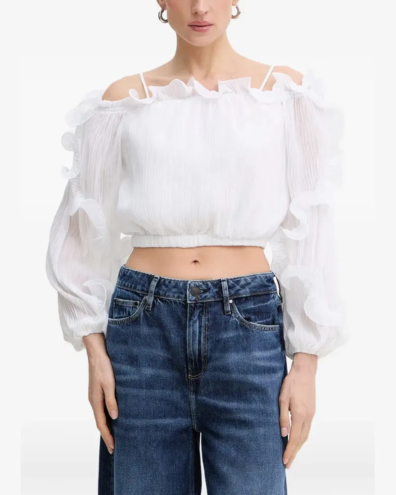 Guess Oberteil mit Rüschenborten - Weiß Weiß
