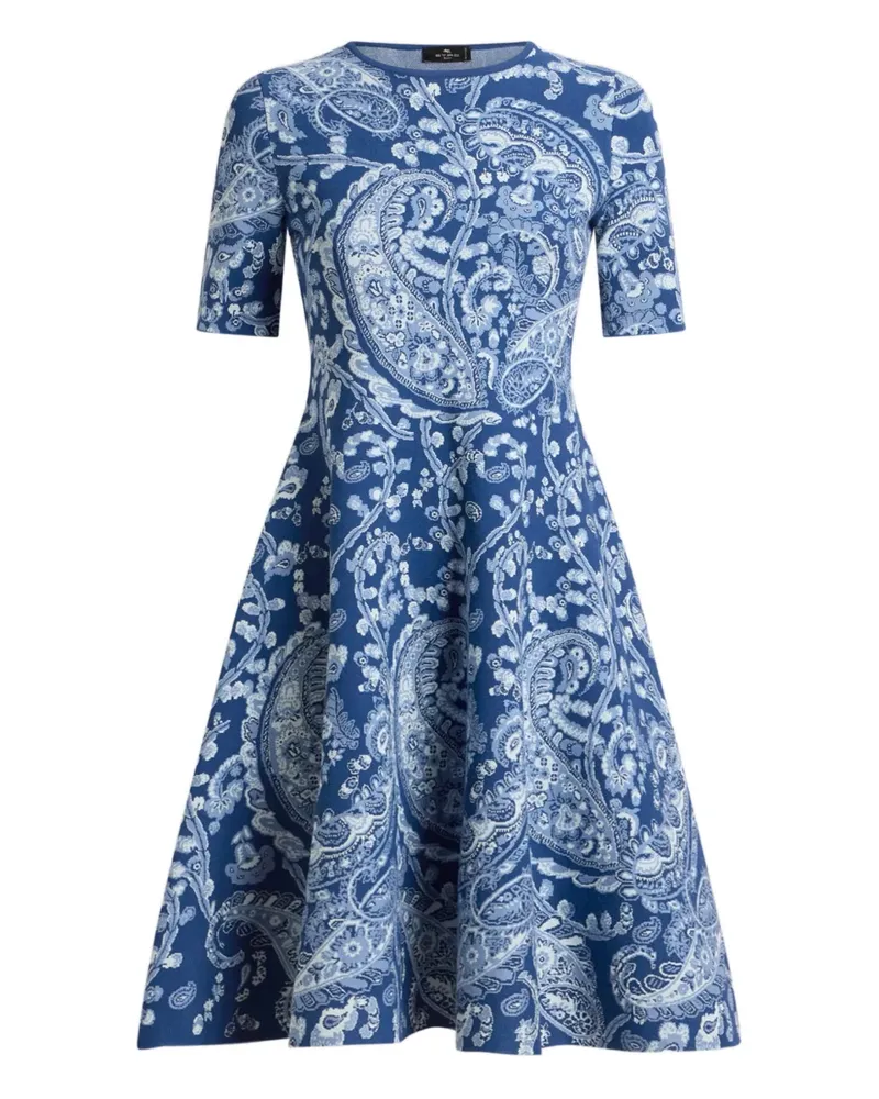Etro jacquard floral paisley mini dress - Blau Blau
