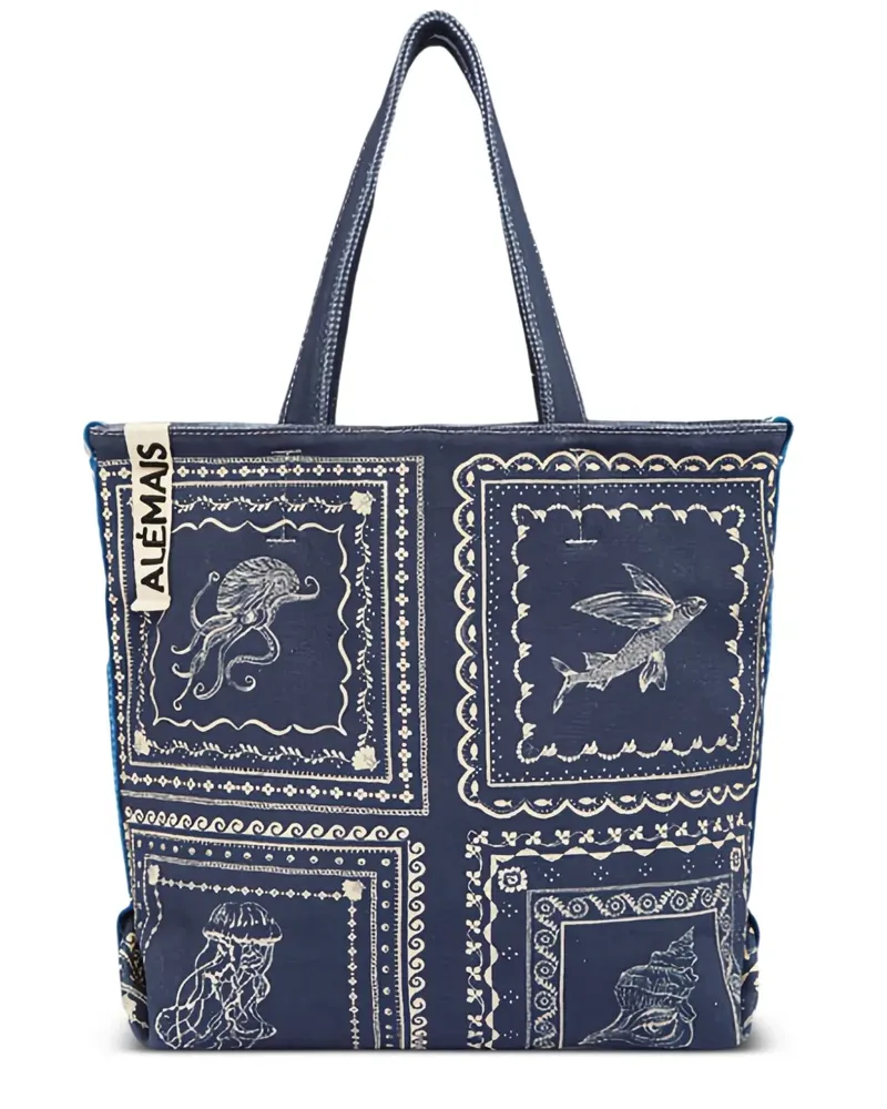 ALEMAIS Tote Bag mit Print - Blau Blau
