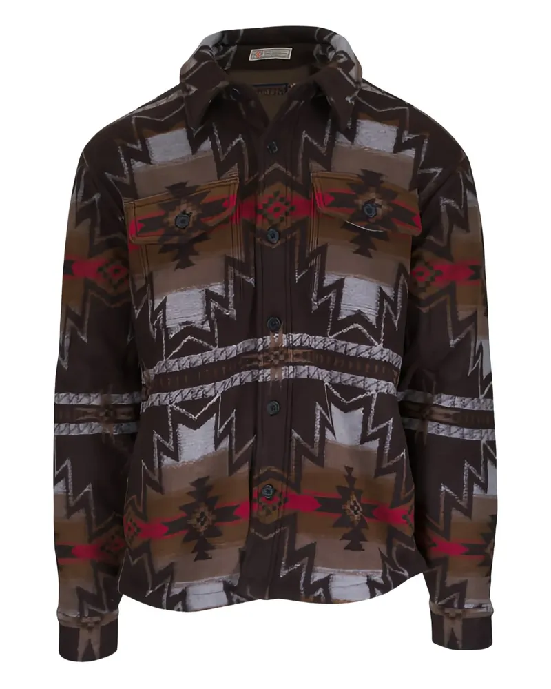 Faherty Gemusterte Hemdjacke aus Fleece - Braun Braun