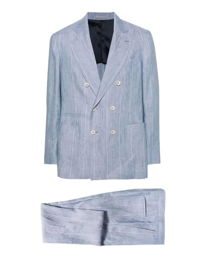 Brunello Cucinelli pinstripe double-breasted suit - Blau Blau