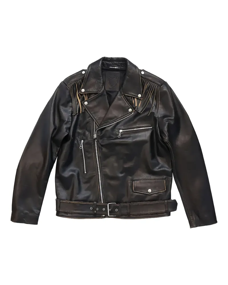HTC Hollywood Trading Company Lederjacke mit Fransen - Schwarz Schwarz