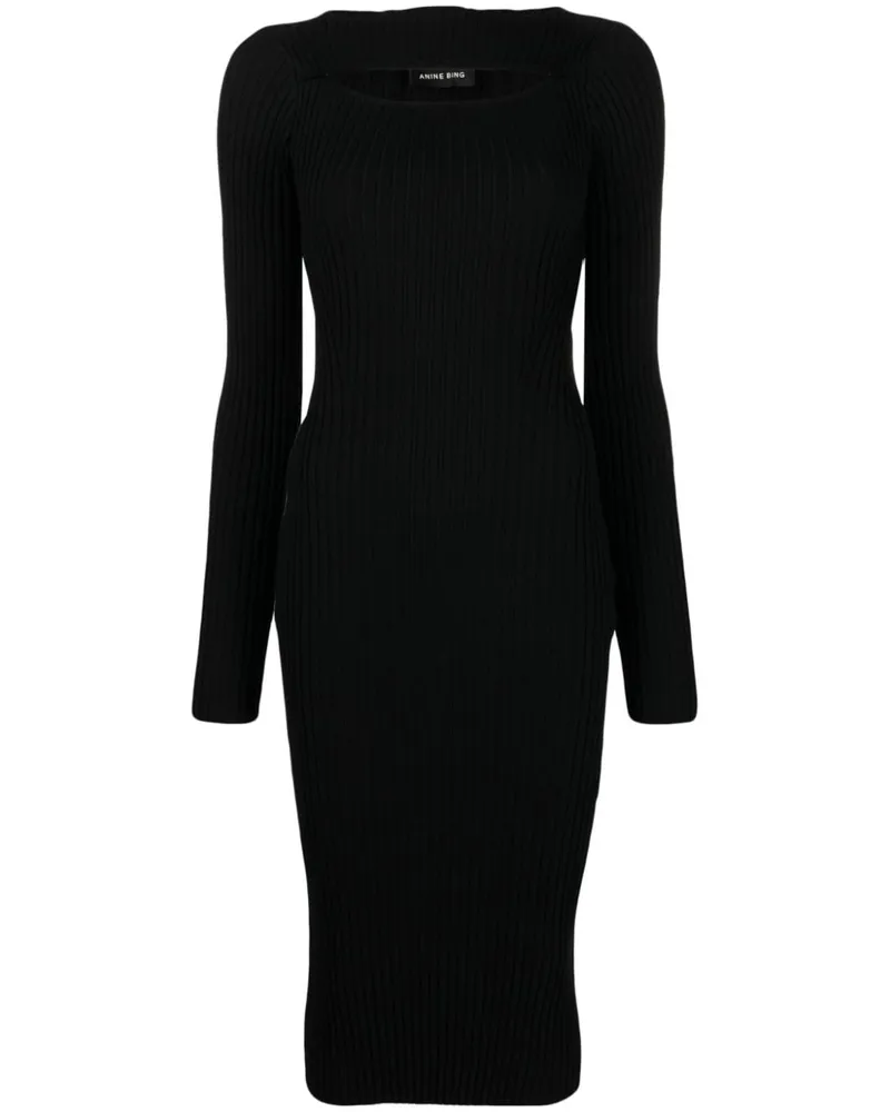 Anine Bing Geripptes Kleid mit Cut-Outs - Schwarz Schwarz