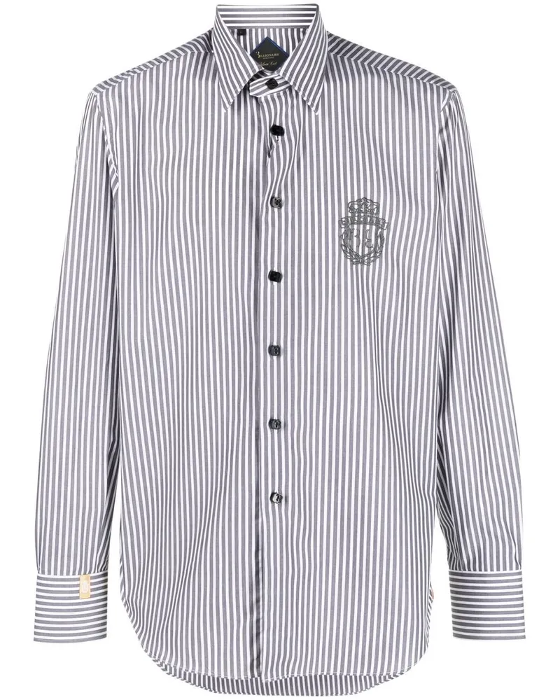 Billionaire Silver Cut Hemd mit Streifendetail - Grau Grau