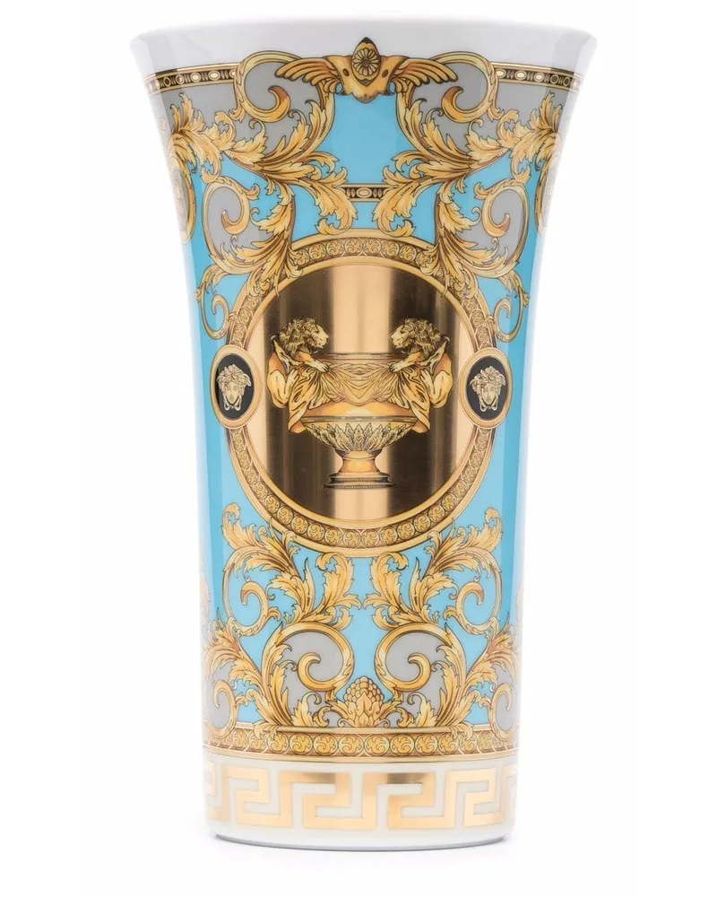 Versace Porzellanvase mit Barocco-Print Blau