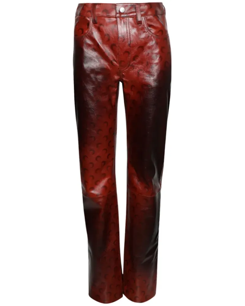 Marine Serre Lederhose mit geradem Bein - Rot Rot