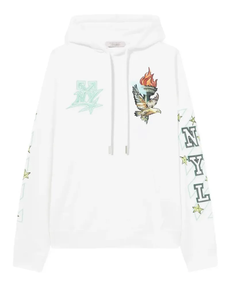 OFF-WHITE graphic-print drawstring hoodie - Weiß Weiß