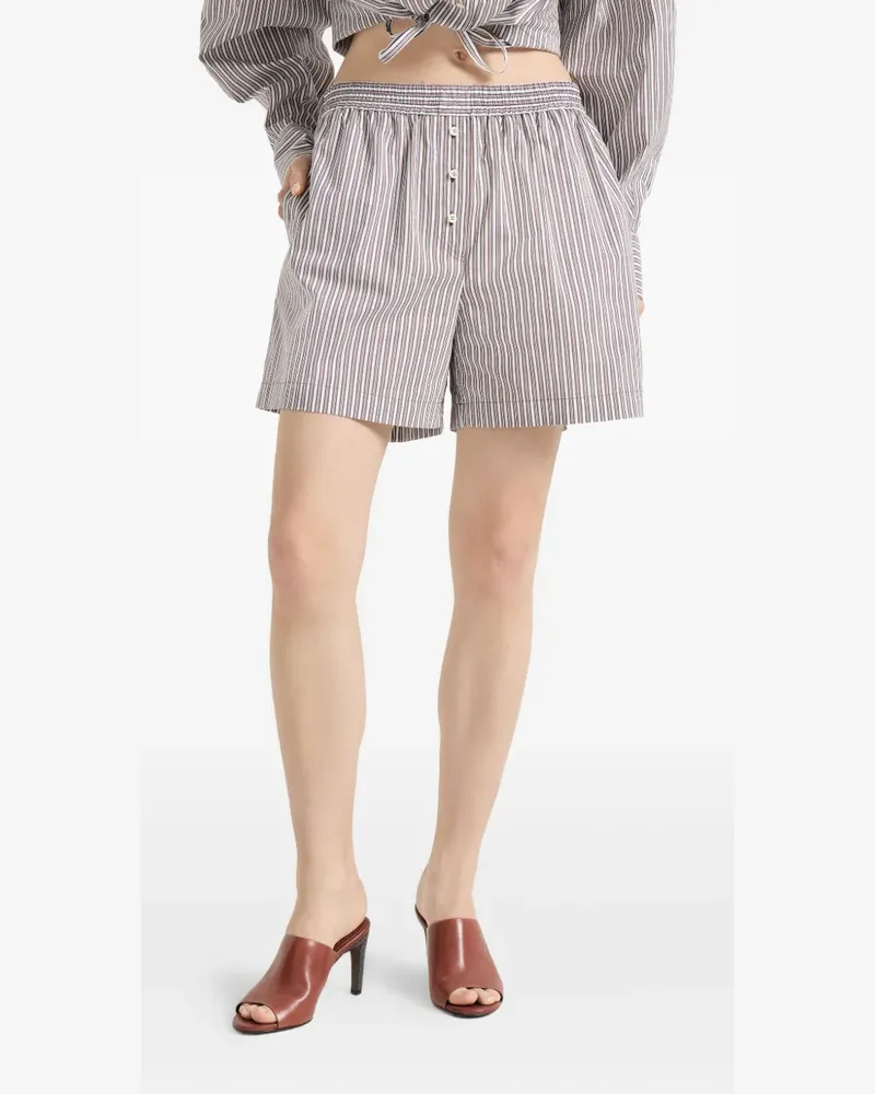 Brunello Cucinelli Gestreifte Shorts mit Monili-Detail - Weiß Weiß