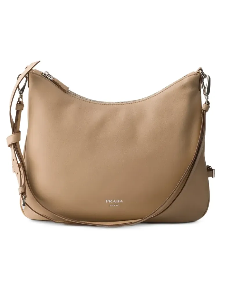 Prada Fold large leather shoulder bag - Nude Nude