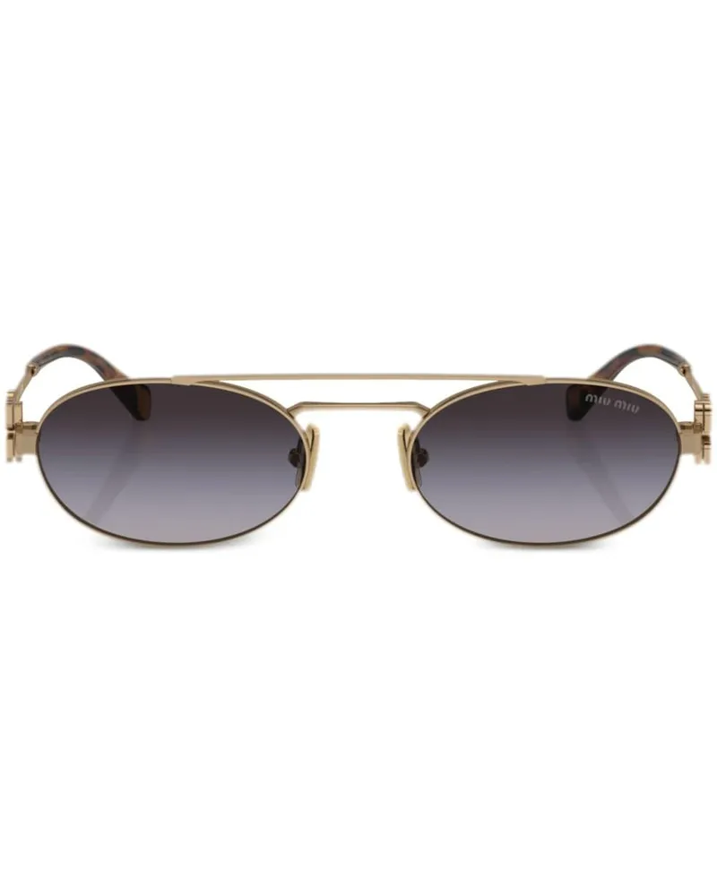 Miu Miu Sonnenbrille mit Logo - Gold Gold