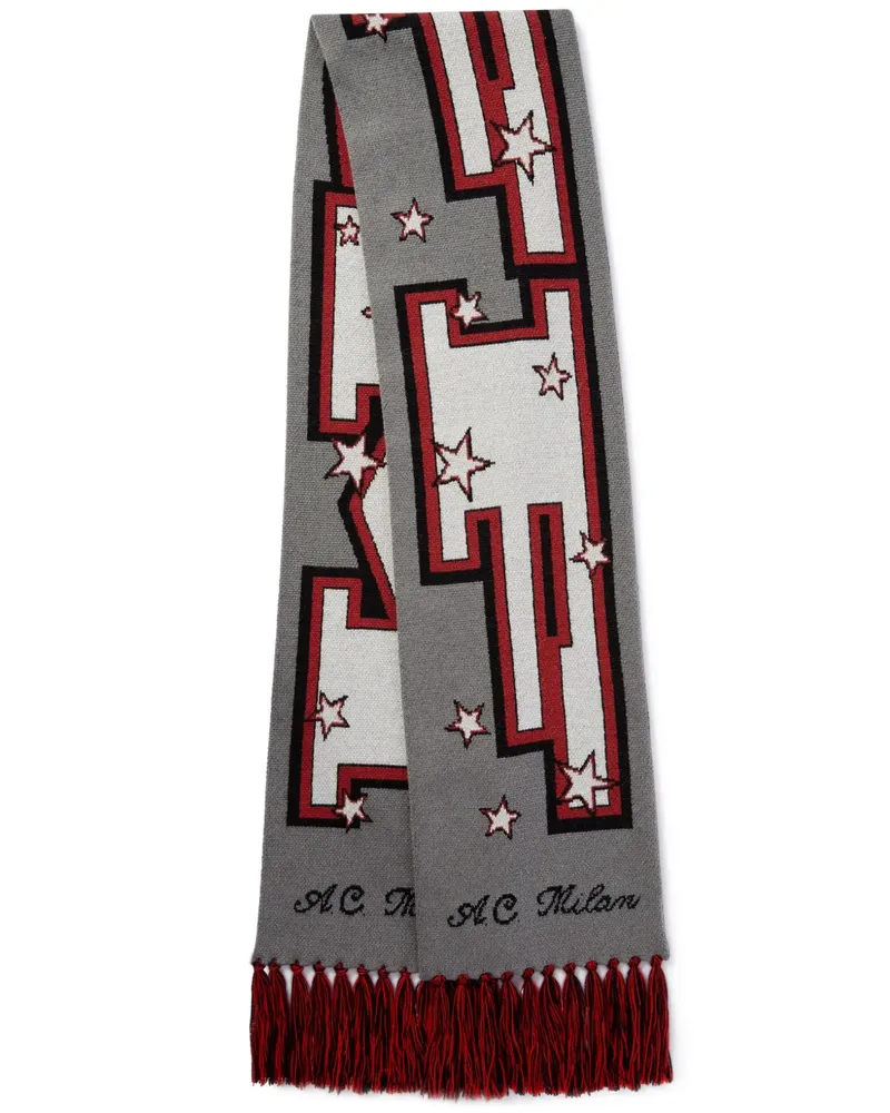 OFF-WHITE x AC Milan Schal mit Intarsienmuster - Grau Grau