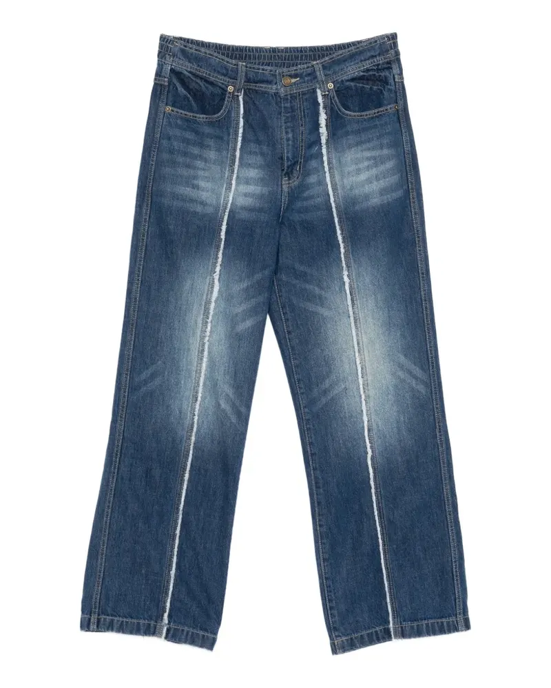 SONGZIO Ausgeblichene Jeans mit Fransen - Blau Blau