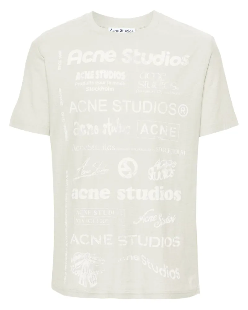 Acne Studios T-Shirt aus Bio-Baumwolle mit Logo Grün