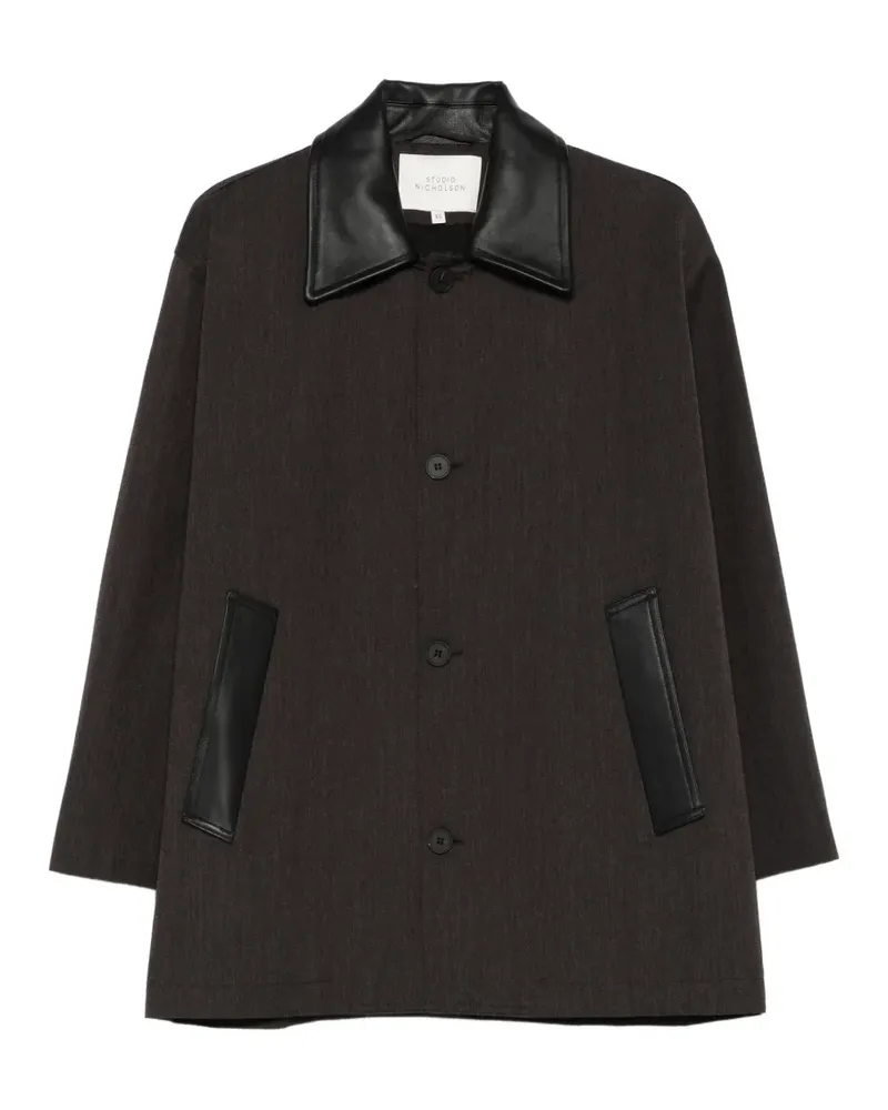 Studio Nicholson Mantel mit Lederkragen - Braun Braun