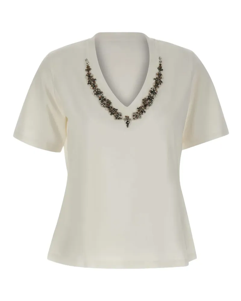 Elena Mirò T-Shirt mit V-Ausschnitt - Nude Nude