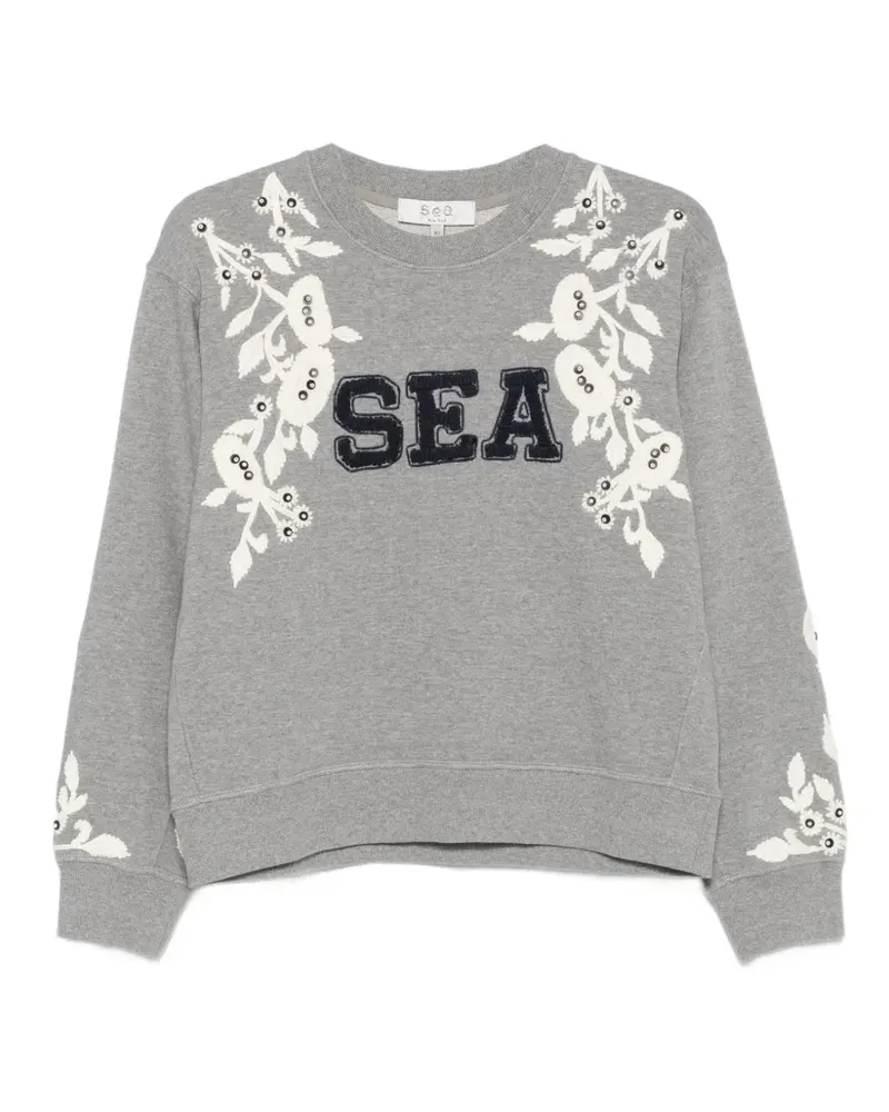 Sea floral-embroidered sweatshirt - Grau Grau