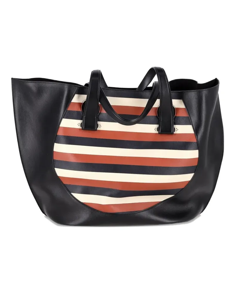 Victoria Beckham small Tulip striped tote bag - Schwarz Schwarz