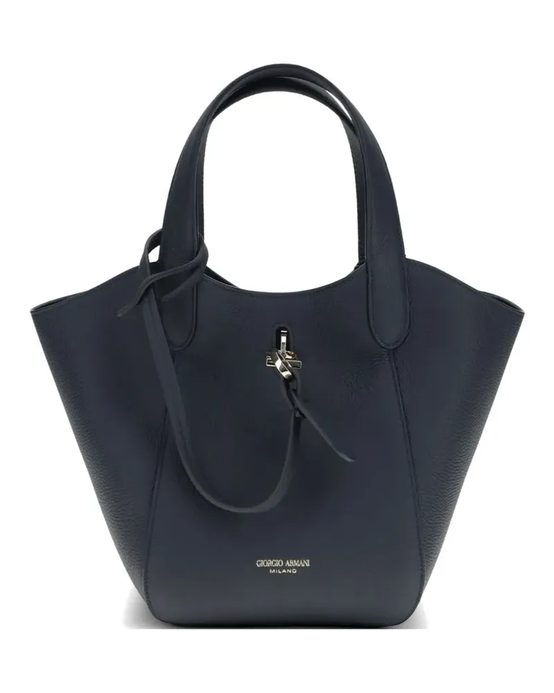 Giorgio Armani top-handles leather tote bag - Blau Blau