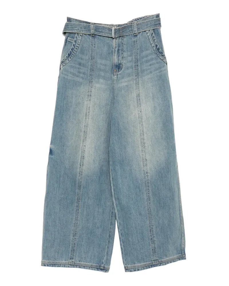 SONGZIO Ausgeblichene Wide-Leg-Jeans - Blau Blau