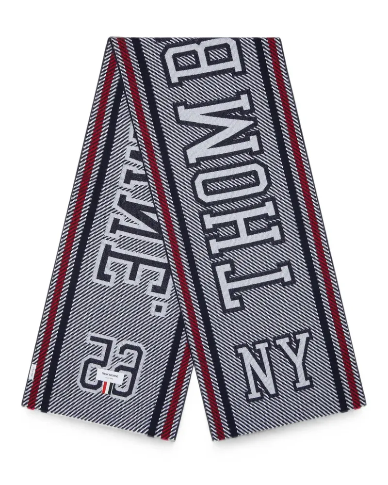 Thom Browne merino wool varsity scarf - Grau Grau