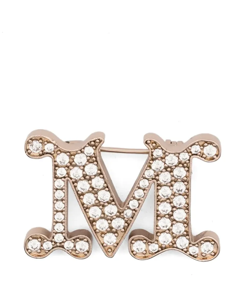 Max Mara Brosche mit Logo-Schild - Gold Gold