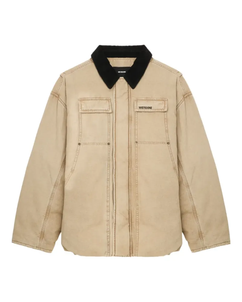 WE 11 DONE Jacke mit Cordkragen - Nude Nude