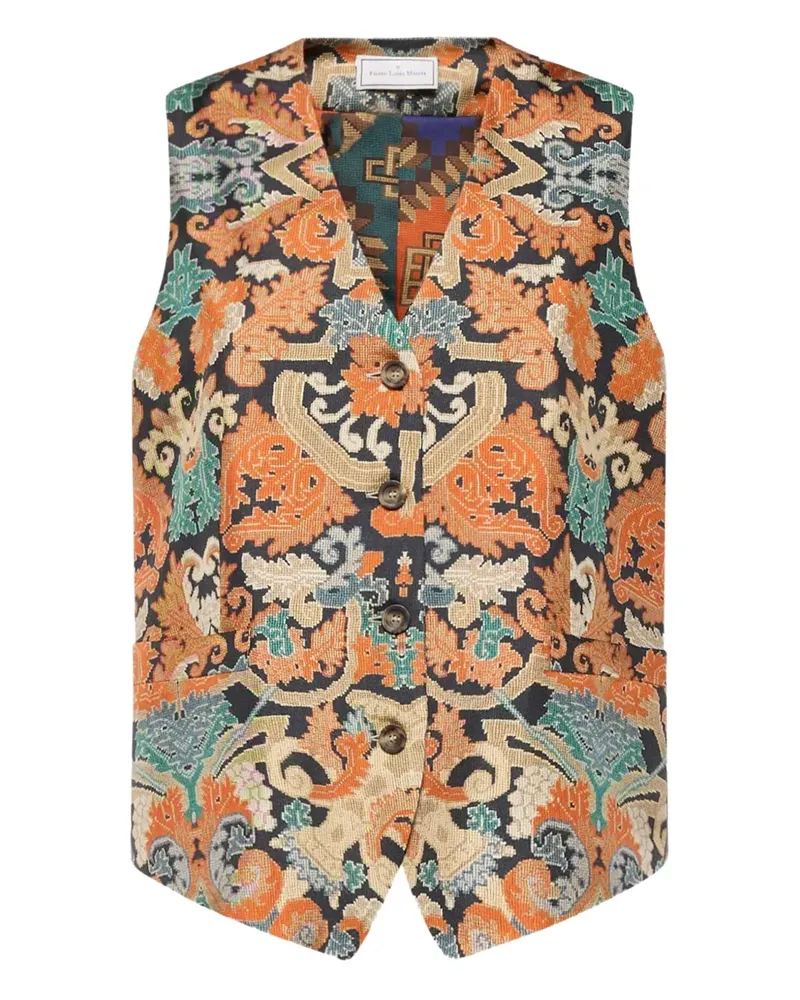 Pierre-Louis Mascia geometric-pattern waistcoat - Orange Orange