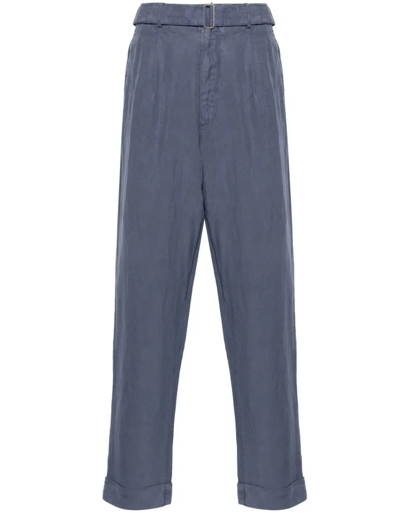 Officine Generale Tapered-Hose mit Bundfalten Blau