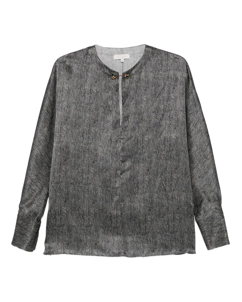 Antonelli Firenze Bigné herringbone button blouse - Schwarz Schwarz