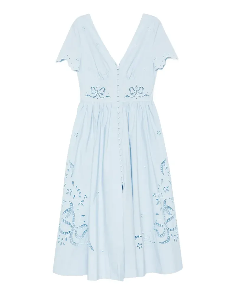 Self-Portrait V-neck embroidered midi dress - Blau Blau